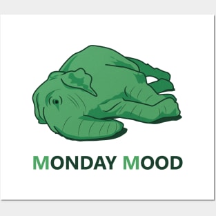 Monday Mood of a tired green elephant Posters and Art